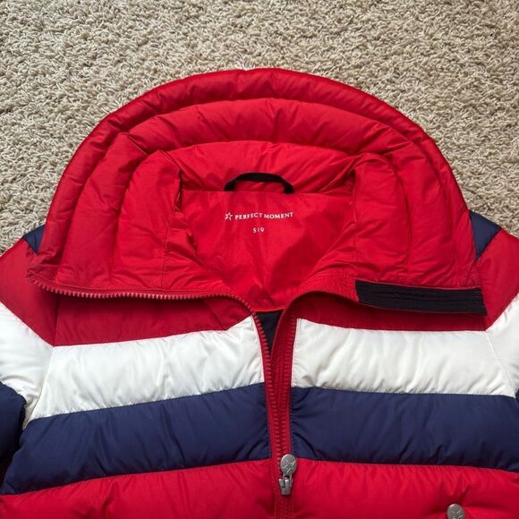 Perfect Moment Queenie Down Ski Jacket Red Navy Blue White Small - Picture 7 of 9
